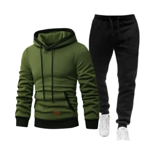 Set of Army Green Hoodie & Trouser Set for Men